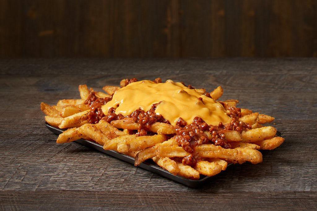 Cheese Chili Cheese Fries® · We took our Famous Seasoned Fries up a notch with meaty chili and melted cheddar cheese.