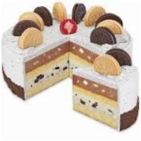 Oreo Cookies & Cream Extreme Cake · Layers of moist Yellow Cake, Chocolate Ice Cream with GOLDEN OREO® Cookies and Cake Batter I...