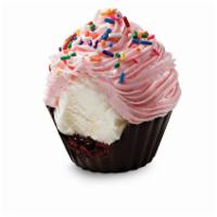 Cake Batter Delux Cupcake · a rich chocolate cup filled with a layer of red velvet cake, fudge and cake batter ice cream...