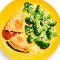 Yumble Pizza Pocket & Broccoli Parm (4.25 oz) · Kids cheese and marinara empanada paired with parmesan-topped broccoli.
