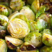 Roasted Brussel Sprouts · Marinated Brussel sprouts roasted, grilled. Gluten-free, soy-free.