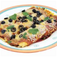Chicken Enchiladas, 3 Ct. · Shredded chicken, flour tortilla, three cheese blend, black olives, green onion, cilantro, r...