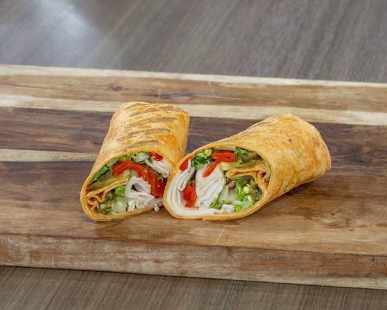 Firecracker Wrap · Humanely raised turkey, roasted red peppers, red onions, pepper jack cheese, tomatoes, romaine, southwest mayo sauce.