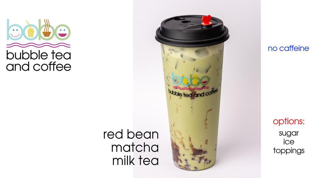 Red Bean Matcha Milk Tea · For everyone who loves matcha tea, we're got the perfect combination for you - red bean topping! Try one today!