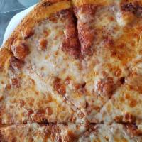 Cheese Pizza · A creamy pile of 100% mozzarella and parmesan cheese.