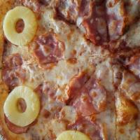 Don Ho Pizza · Canadian bacon, pineapple, and cheese.