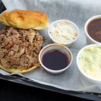 Pulled Pork Sandwich with 2 Sides · Come with a small serving of coleslaw.