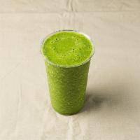 Super Greens Smoothie · Banana, kale, spinach, apple, pineapple.