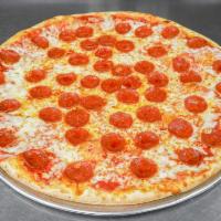 Pepperoni Pizza · Handmade pizza dough with 2 layers of toppings and imported Italian cheeses.
Marinara sauce ...
