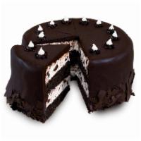 Chocolate Chipper Cake · layers of moist Devil's food cake and sweet cream ice cream with chocolate shavings wrapped ...