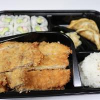Chicken Katsu Box  · Includes rice, miso soup, fried dumplings, shrimp tempuras, vegetable tempuras and Californi...