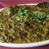 Lamb Saag · Served with rice.LAMB cooked with spinach, ginger, garlic and onion. 