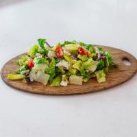 Greek Salad  · Romaine lettuce, tomatoes, red onions, cucumber, Kalamata olives, feta cheese and lemon dres...