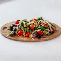 Italian Chopped Salad  · Mixed greens, salami, turkey, tomatoes, garbanzo beans, pepperoncini, Swiss cheese and balsa...