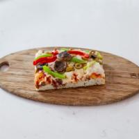 Fresh Veggie Pizza  · House Red Sauce, Mozzarella and A Selection of Mushrooms, Red and Green Peppers, Onions, Che...