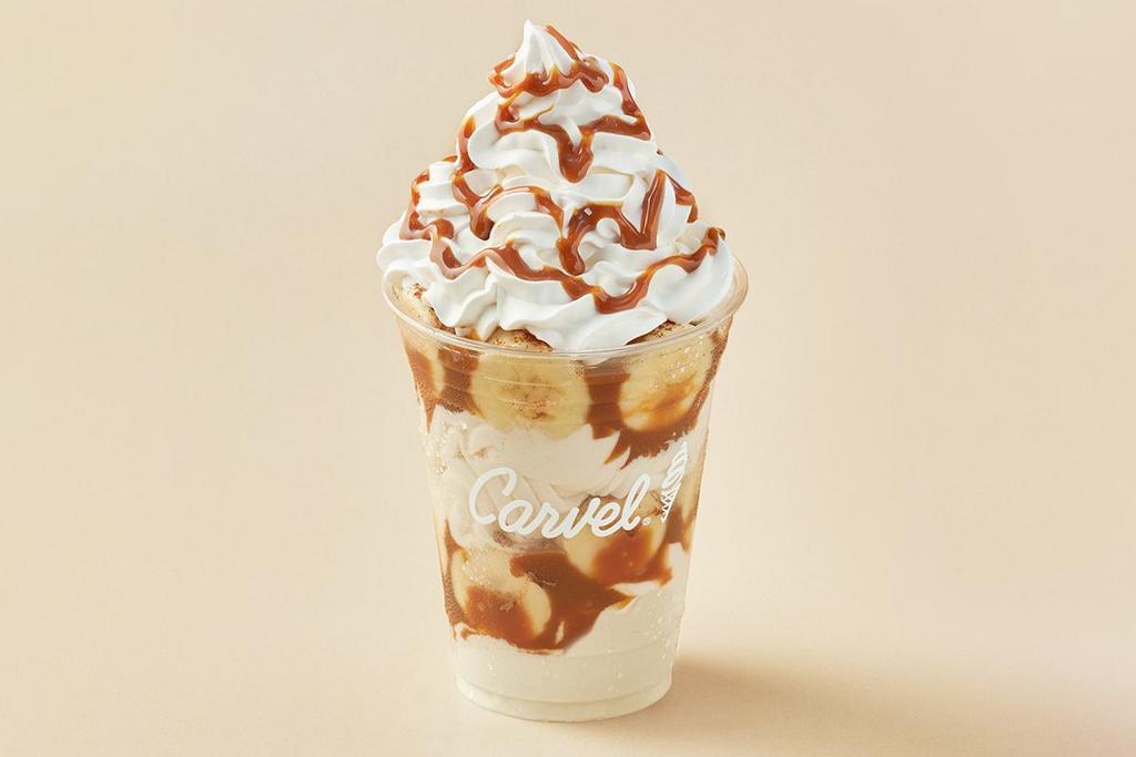 Bananas Foster Sundae Dasher®  · Layers of bananas, vanilla ice cream and caramel topped with whipped cream and caramel drizzle.