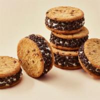 Chipsters (6-Pack) · Vanilla ice cream sandwiched between two chocolate chip cookies.