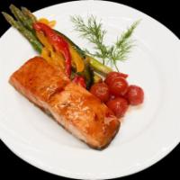 Salmon in Pappiotte(1 pc) · Cherry tomatoes, fresh peppers sweet chili sauce, honey, teriyaki sauce, vine, oil, lemon, p...
