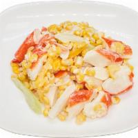 Crab Salad · Imitation crab flakes, celery, boiled eggs, mayonnaise, and salt.
