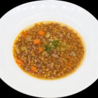 Kharcho Soup · Lamb, rice, fresh pepper, tomato, tomato paste, red crushed pepper, onion, oil, coriander, c...