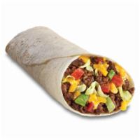 Soft Taco · Seasoned ground beef, cheddar cheese, lettuce, and tomato in a homestyle flour tortilla