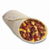 Beef Soft Burrito · Seasoned ground beef, mild enchilada sauce, and cheddar cheese in a homestyle flour tortilla