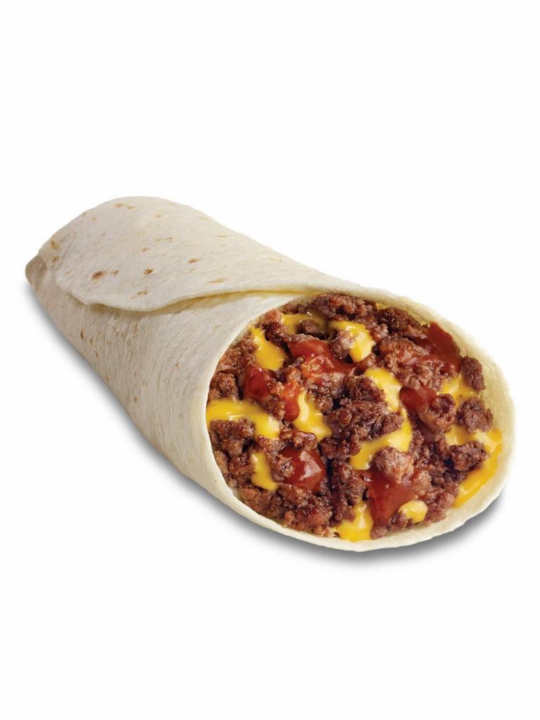 Soft Seasoned Beef Burrito · A home-style tortilla filled with seasoned beef, cheddar cheese, and enchilada sauce.