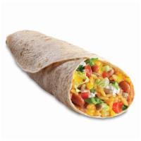 Veggie Burrito · Whole wheat tortilla, Refried beans, Spanish rice, Cheddar cheese, sour cream, lettuce, sals...