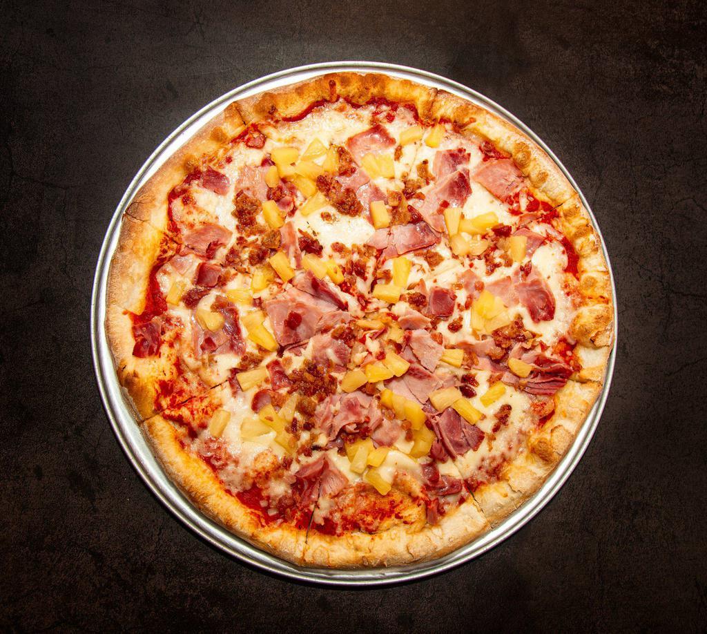 Hawaiian Pizza · Ham, bacon, and pineapple.
