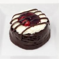Black Forest Small · Chocolate cake covered in our chocolate ganache and topped with cherries.
