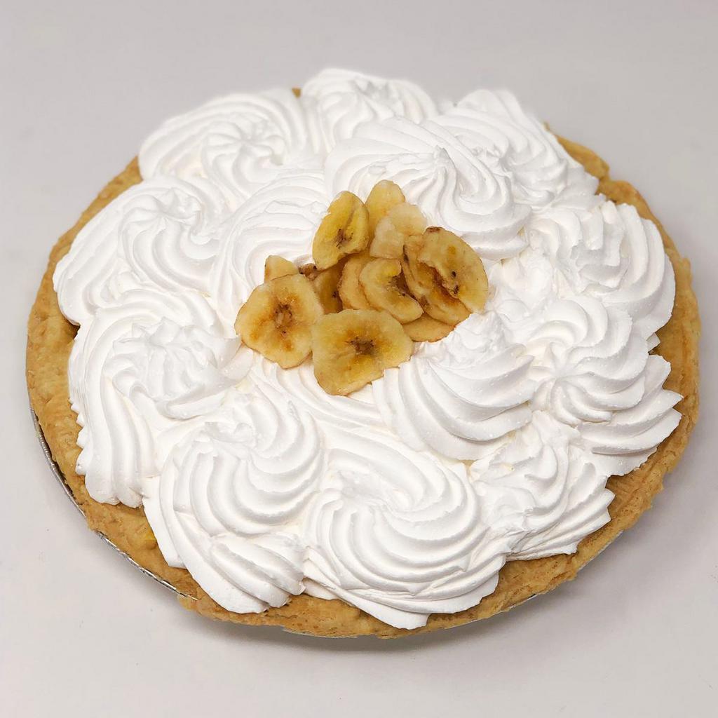 Banana Cream Pie · A banana-flavored cream filling with fresh bananas topped in whipped cream.