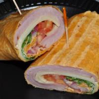 Ham and Cheese Wrap · Ham and American cheese with lettuce, tomato and red onion with ranch dressing in a tortilla...