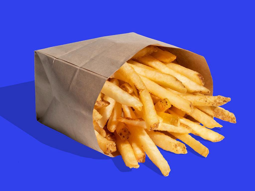 THE SHOP FRIES · Just a simple side order of fries. If you want to put them inside of your burger, that's totally up to you.