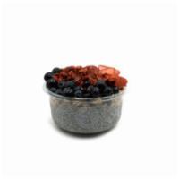 The Jetty Chia Pudding Bowl · Granola, strawberry, blueberry, goji berries, and honey. Chia seeds, coconut milk, agave, an...