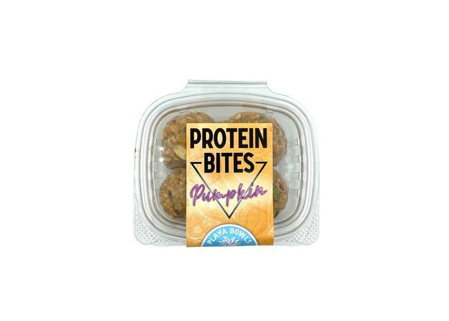 Pumpkin Protein Bites · pumpkin granola, peanut butter, honey, chia seeds, vanilla whey protein, pumpkin butter & pumpkin spice