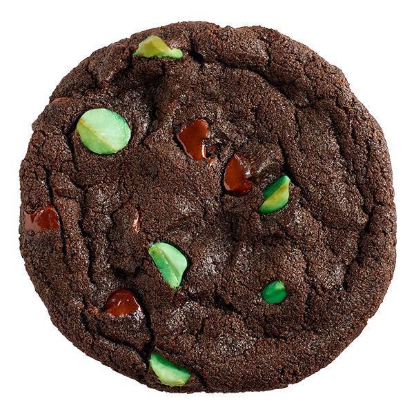 Double Chocolate Mint Cookie · Our delicious moist chocolate cookie baked with rich chocolate chunks and mint chocolate chips. It's the chocolate flavors you love mixed with a hint of mint!