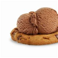 Deluxe with a Scoop · One fresh baked deluxe cookie topped with one giant scoop of ice cream. Pick your favorite d...