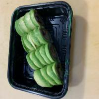 Green Dragon roll · Inside:Eel,crabmeat,cucumber
outside:Avocado,eel sauce