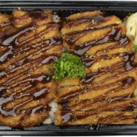 Katsu Donburi Combo · A Japanese style chicken, cutlet, breaded in a light panko. Served with tangy katsu sauce. S...