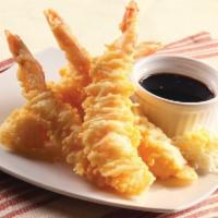 Shrimp Only Tempura Appetizer (6 pc) · 6 pieces Lightly battered and fried carrot, yam, onion, broccoli, and shrimp. Served with ou...