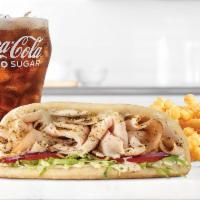 Turkey Gyro Sandwich Small Meal · Our Turkey Gyro is crafted with our classic thinly sliced roast turkey, lettuce, onions and ...