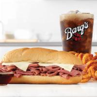 Classic French Dip & Swiss Cheese with Au Jus Small Meal · Roast beef. Swiss Italian roll. French au jus sauce. It's half the countries in the world on...