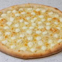 White Pizza · Garlic Sauce, Ricotta Cheese, Mozzarella, Touch of Garlic.
