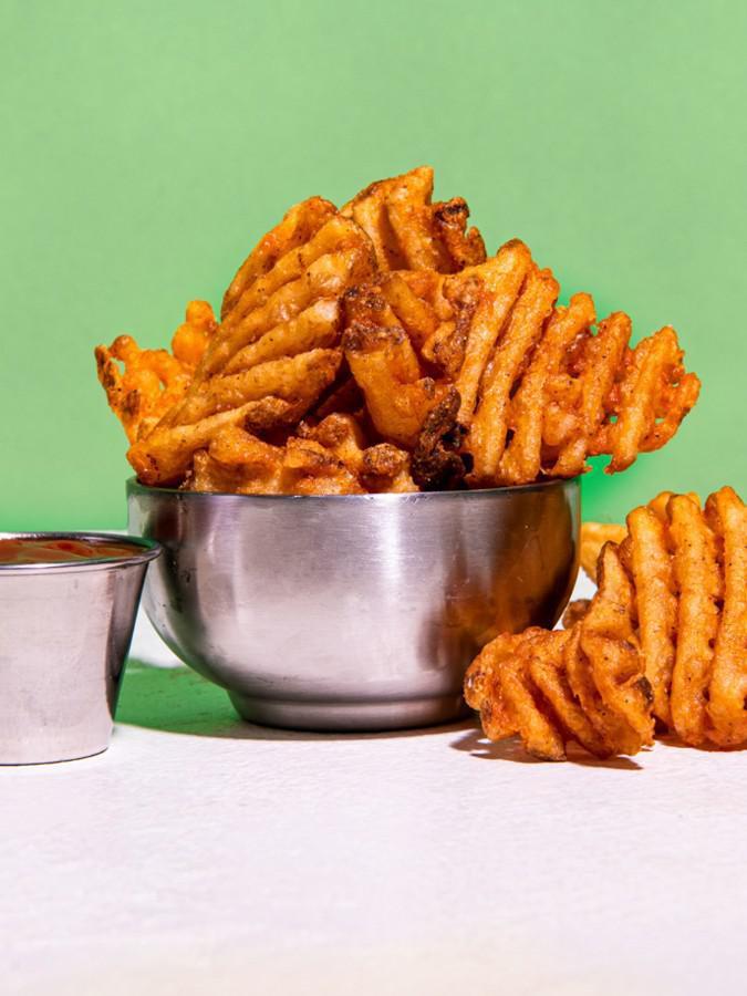 Waffle Fries · crispy waffle fries served with a side of truffle ketchup