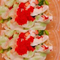 Seafood Combo Poke · Fresh lobster, shrimp and scallops, sweet oion cucumber, masago, edamame and spicy wasabi ma...