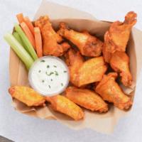 10 Classic Bone-In Wings · 10 Classic bone-in chicken wings tossed in up to 2 wing flavors and served with fresh carrot...