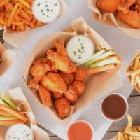 30 Crispy Boneless Wings Party Box · Party-size, ready-to-go boxes of 30 Crispy boneless wings tossed with up to 2 wing flavors.