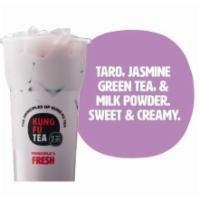 Taro Milk Green Tea · Jasmine Green Tea, Sweetness of Taro and creamy milk powder. Nutty, Sweet, and Creamy.