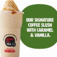 Caramel Macchiato Slush · A rich blend of our signature espresso with ice then mixed with caramel drizzle for a decade...