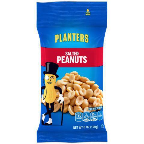Planters Salted Peanuts 6oz · Planters Salted Peanuts are made with three simple ingredients: peanuts, peanut oil and sea salt